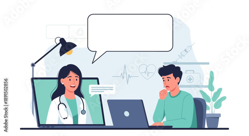 Online Doctor Consultation Patient and Doctor Connecting Virtually.