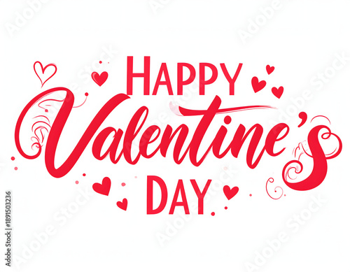 Wallpaper Mural  Festive Valentine’s Day Typography with Red Hearts and Swirls Torontodigital.ca