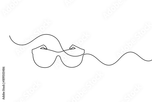 Sunglasses outline in a single line drawing style isolated minimalist fashion vector illustration