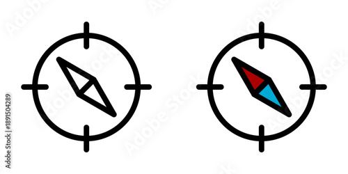 Compass Directions Map Cartography Symbol Icon Set. Vector Image.