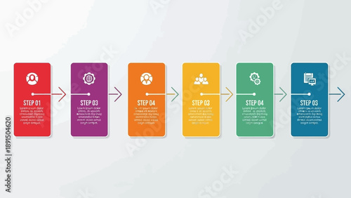 Business Process Steps Infographic: Workflow Stages and Project Management Concept