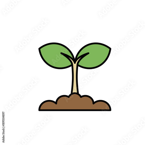 芽吹きや成長を表すナチュラルなカラーの芽アイコン