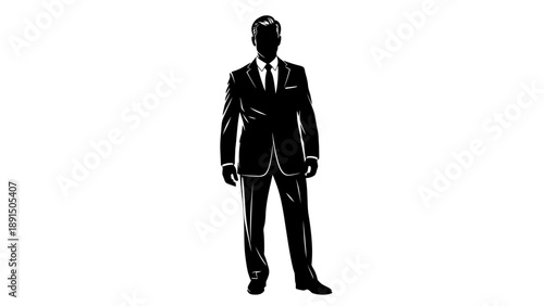 Silhouette of a man in a suit standing confidently.