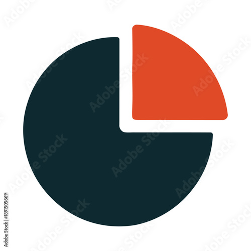 Simple pie chart icon showing two segments, one large dark grey and one smaller orange, representing data distribution.