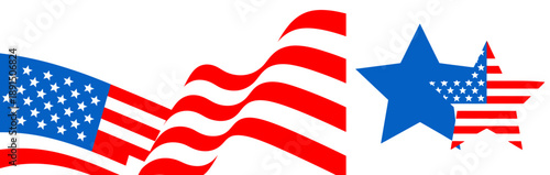 American flag waving vector patriotic symbol usa independence day celebration