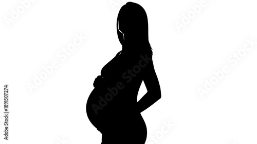 Silhouette of a Pregnant Woman Expecting a Child.