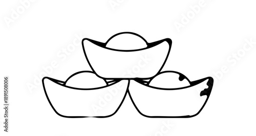 Chinese Gold Ingots Symbolizing Wealth and Prosperity