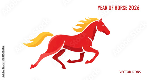Year of the Horse 2026 Chinese Zodiac Animal Illustration