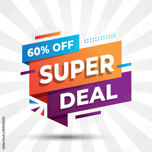 Vibrant Super Deal Promotion Banner with Up to 60% off	