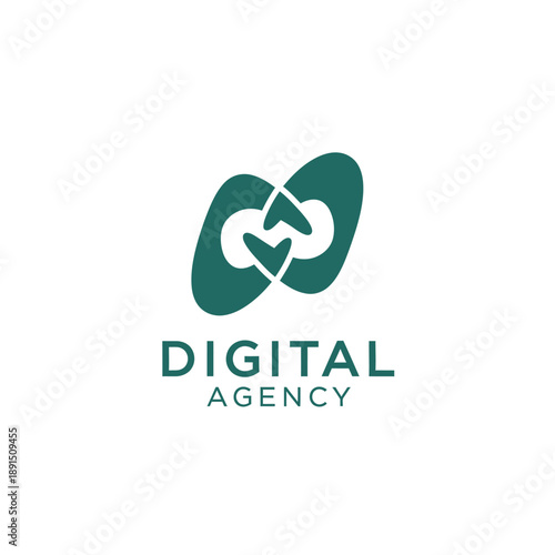 Modern Digital Agency Logo Design Concept with Interconnected Elements Representing Technology and Innovation