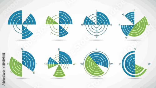Circular Diagrams with Compass Rose and Data Segments