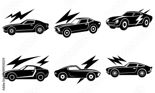 Vintage cars speeding rapidly, showcasing dynamic motion and energy from a side viewpoint