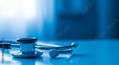 World health day background with stethoscope on blue surface