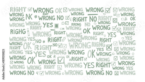Photos Right and Wrong: A graphic design depicting choices with visual contrast, presenting a thought-provoking display of right and wrong choices in a simple, yet complex way