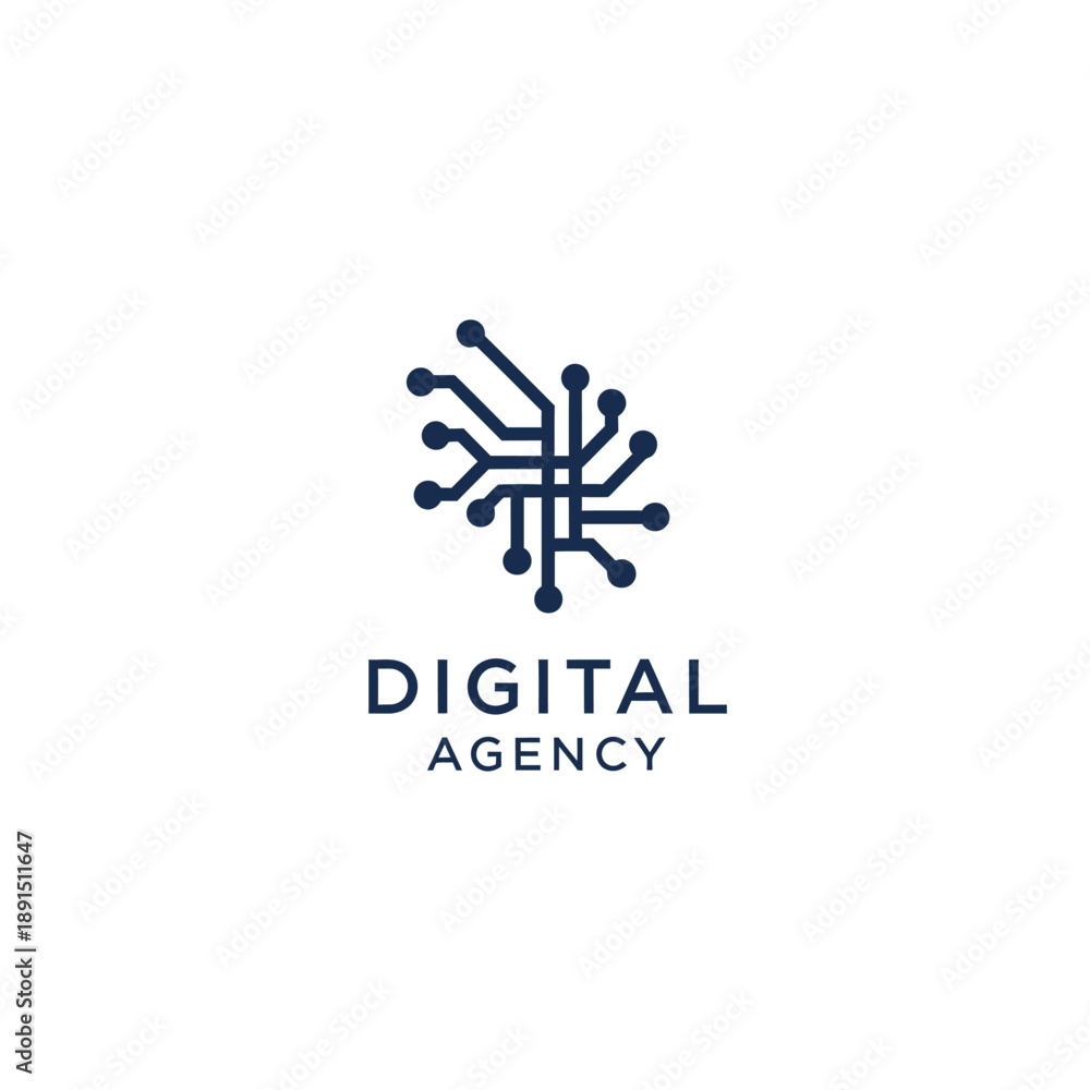 Obraz premium Modern digital agency logo emblem on a clean background showcasing innovative technology and professional design