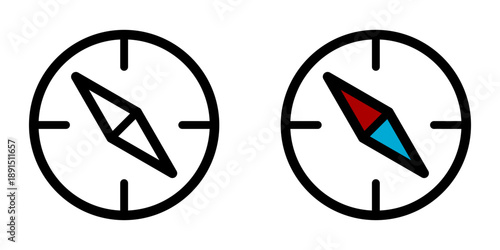 Compass Directions Map Cartography Symbol Icon Set. Vector Image.