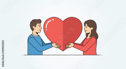 Couple holding a heart together in a symbol of love and unity.