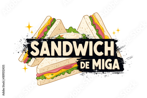 Delicious sandwich de miga with fresh ingredients and sparkling effects