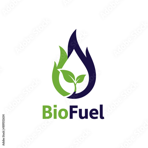 Biofuel Logo with Green Leaves Symbol.