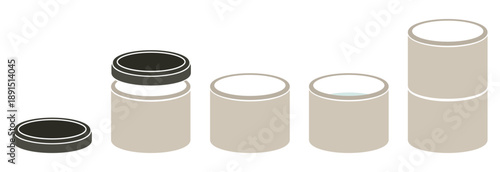 Set of concrete sewer rings and manhole cover icons, without background