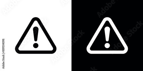 Two warning signs one white on black one black on white