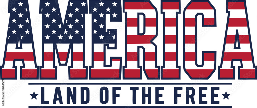 Obraz premium America, Land of the Free Text Design
