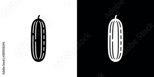 A contrasting depiction of a cucumber black on white and white on black