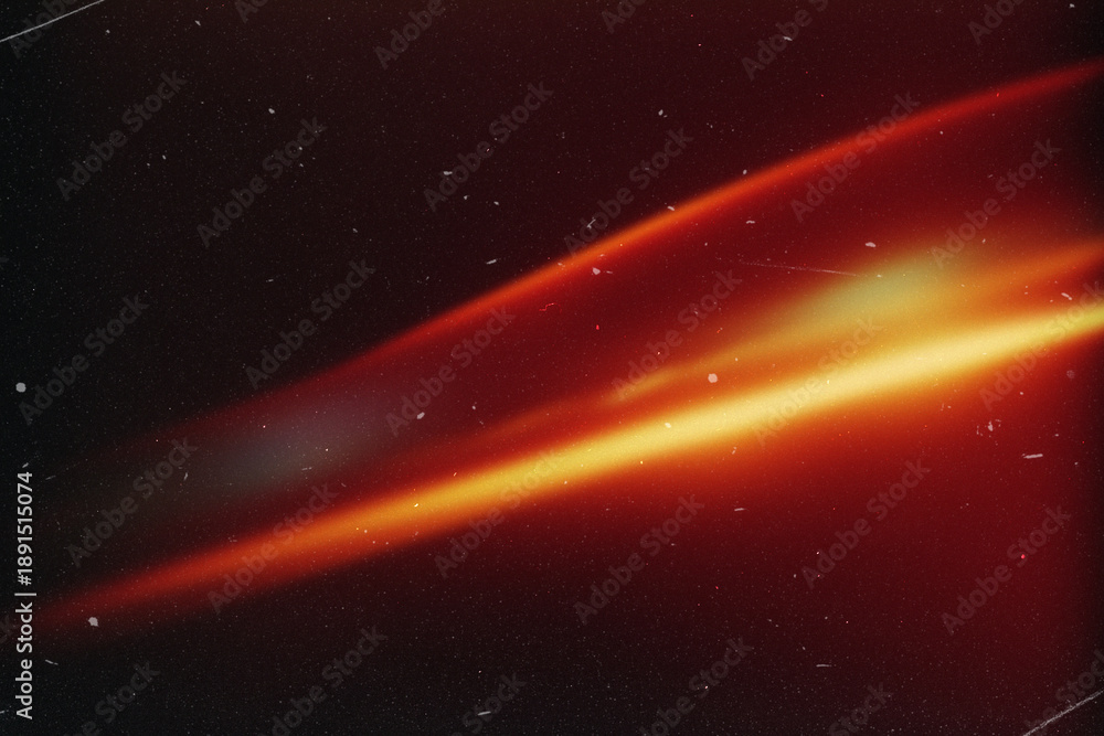 Obraz premium Film Light Leaks Poster Photo Effect Mockup,light leak overlay effect with motion blur orange ray and scratch dust.retro film distressed texture flare on black background