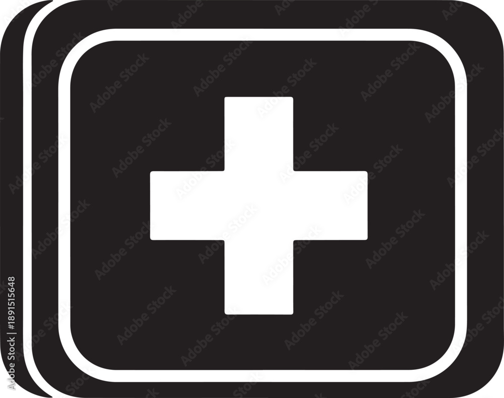 Fototapeta premium First Aid Kit Medical Symbol Silhouette Emergency Medical Kit Icon Illustration Healthcare First Aid Box Black Symbol
