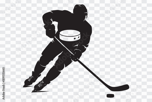 Ice Hockey Player Silhouette with Puck Ice Hockey Player Silhouette Collection in Action Poses