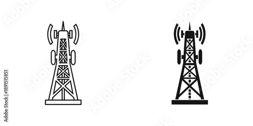5G and 4G cell tower icons isolated on white background vector illustration