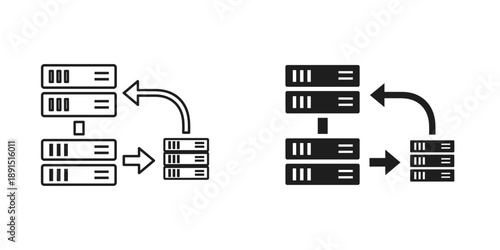 Digital data transfer process flowchart with arrows and binary code icons