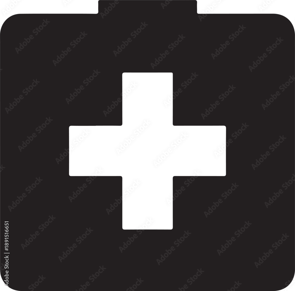 Obraz premium First Aid Kit Medical Symbol Silhouette Emergency Medical Kit Icon Illustration Healthcare First Aid Box Black Symbol