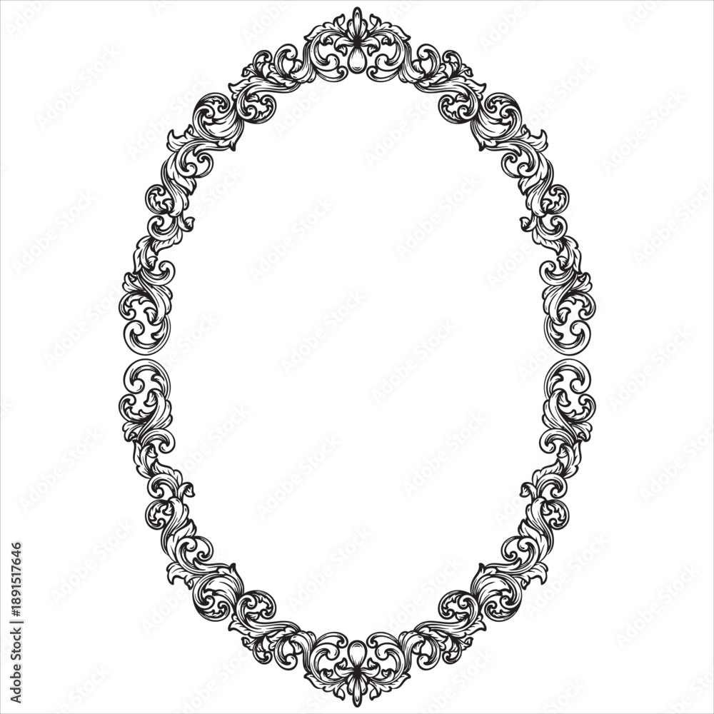 Obraz premium Antique Floral Frame With Luxury Ornament