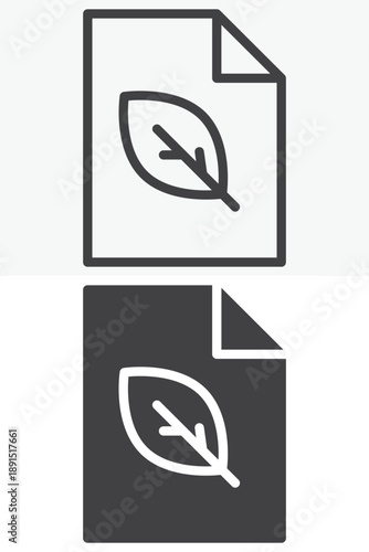 Cuadro en lienzo Document paper with leaf symbol in different style icon set