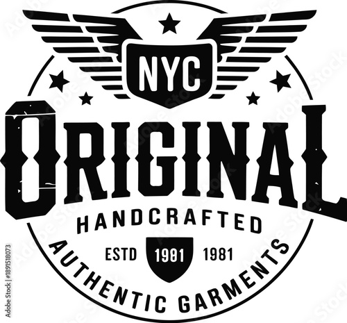 Black and white N Y C original handcrafted authentic garments with wings and stars