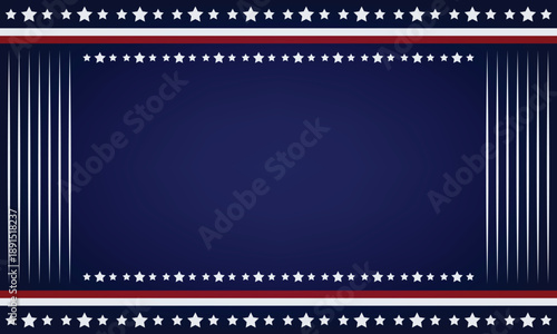 American Patriotic Star Border Blue Background Vector