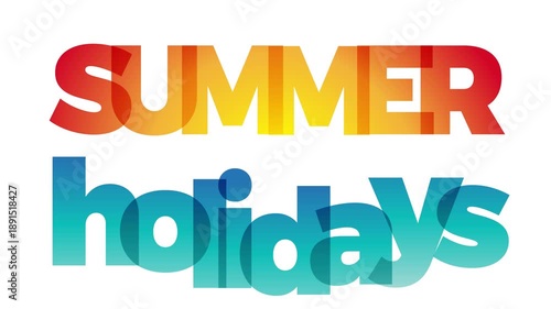 Animated summer holidays text with colorful gradient