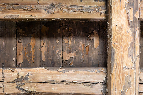 Konstfotografi Peeling Paint Wooden Beams