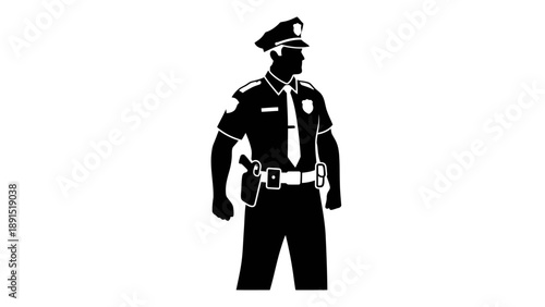 Silhouette of a police officer standing at attention.