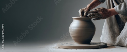 Wallpaper Mural The Clay Pot Being Shaped by Skilled Hands on a Rotating Pottery Wheel Torontodigital.ca