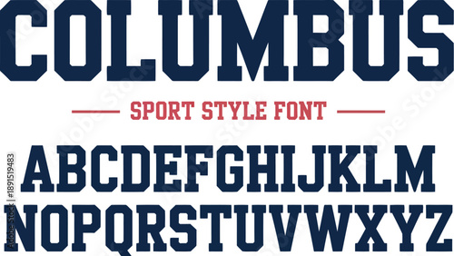 Bold blue sport style font with alphabet letters