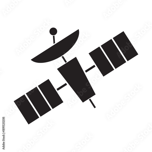 silhouette icon of an artificial satellite in space