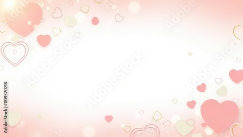 Valentine's day festive background with floating hearts and shimmering bokeh lights