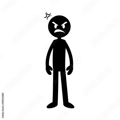 Angry Stick Figure Character Illustration.