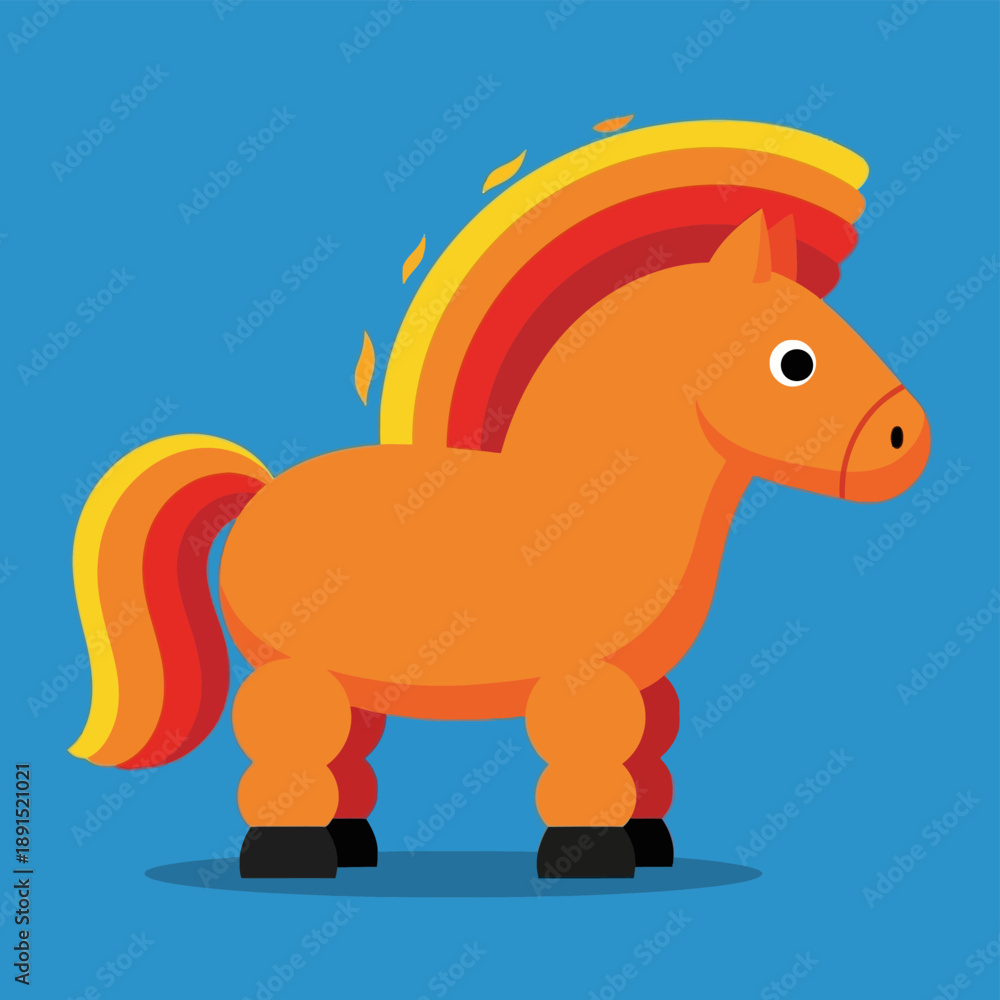 Fototapeta premium Colorful Cartoon Horse with Rainbow Mane.
