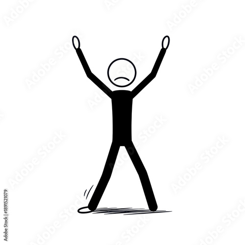 Frustrated Person with Raised Arms in Despair.