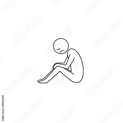 Sad Person Sitting on Floor Depressed.