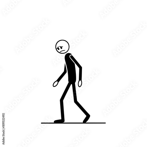 Sad Person Walking Alone Silhouette.