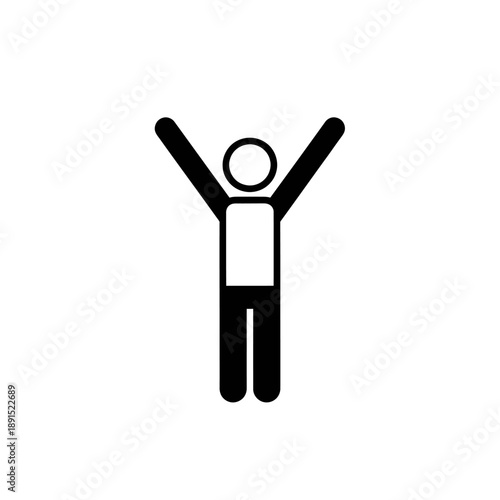 Simple Black Human Figure Arms Raised Up.